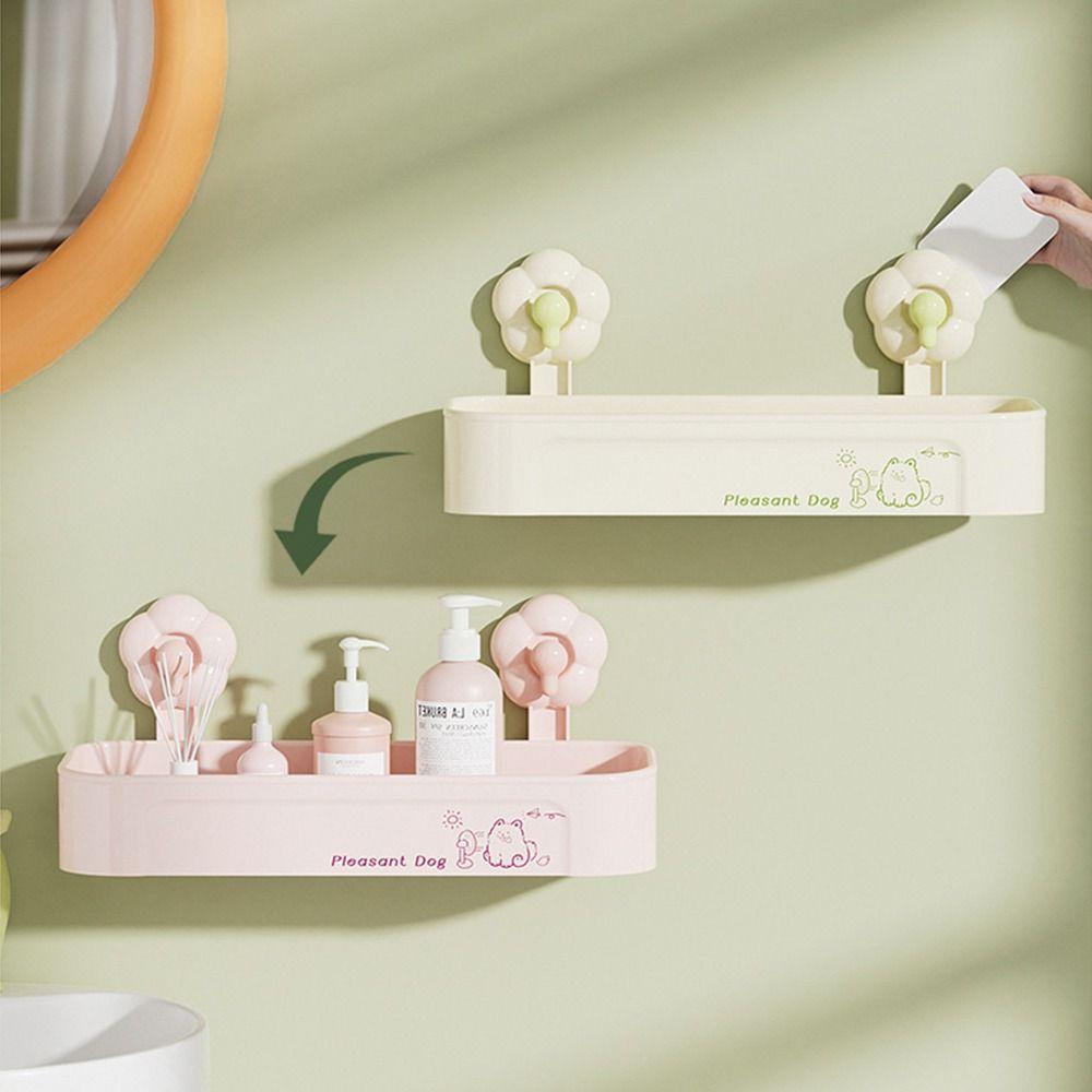 Simple Flower Suction Cup Shelf Cute Storage Organizer Rack Bathroom Storage Shelves  Kitchen