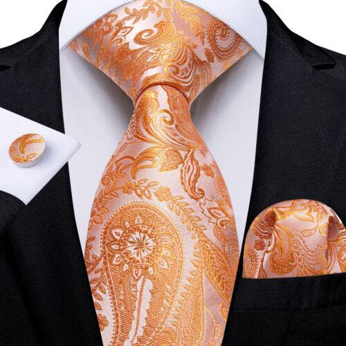 Dibangu Mens Silk Necktie Set Striped Paisley Solid Tie Pocket Square Cufflinks
