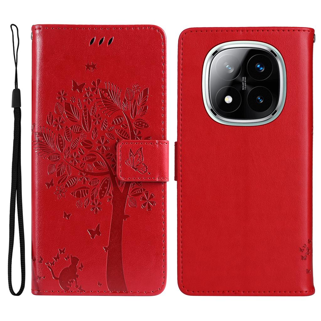 For Xiaomi Redmi Note 14 Pro+ 5G/Note 14 Pro 5G/Poco X7 5G Phone Case with Stand Cat Tree Pattern Leather Wallet Mobile Cover