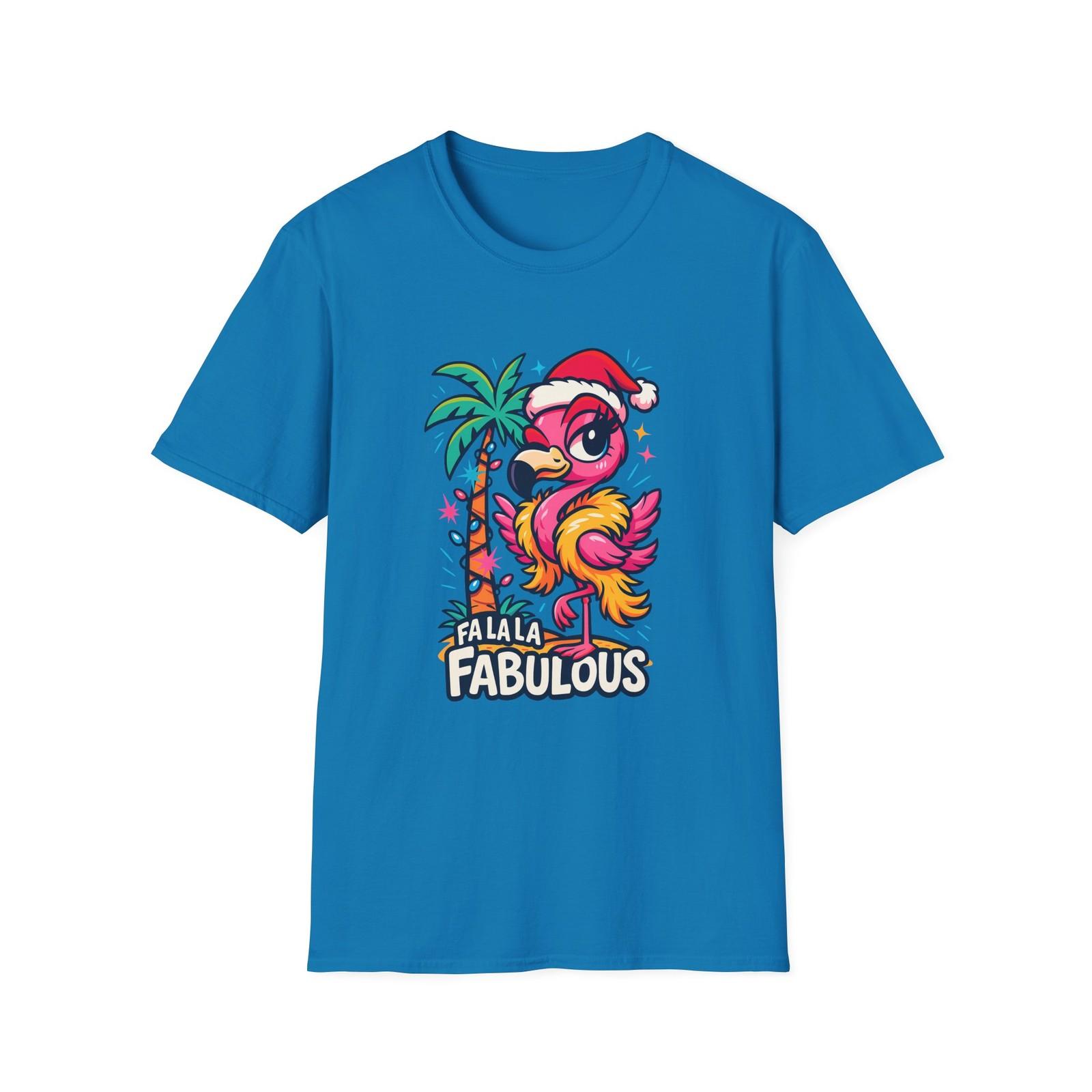 Unisex Softstyle T-Shirt Mens Womens Tees Top Chibi Flamingo Palm Tree Santa Hat Christmas Lights 4XL