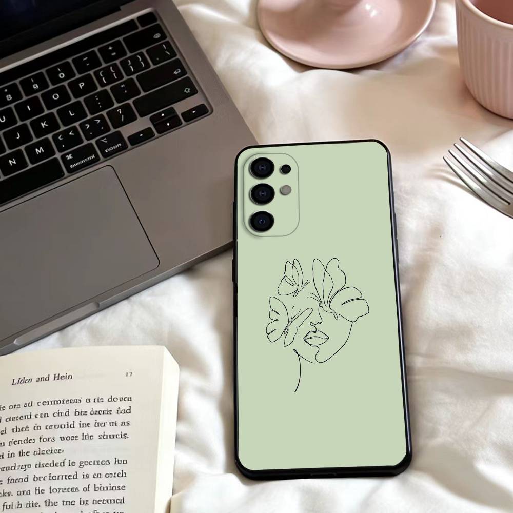 

line character green Phone Case For Samsung S25,24,23,22,30,21,10,9,Ultra,Plus,Lite,FE,4,5 G Soft Black Case Samsung S21fe