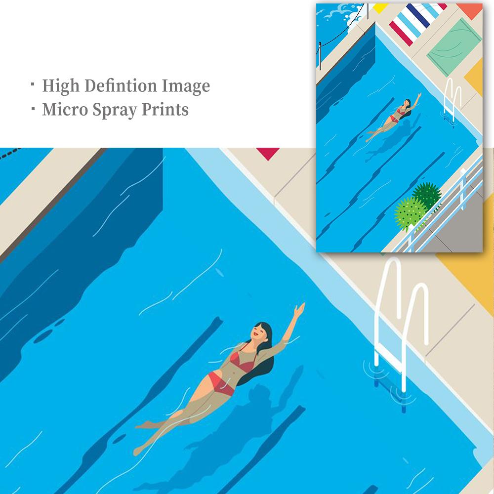Nordisches abstraktes Wandkunstbild, Druck, Schwimmer-Leinwandgemälde in Schwimmbädern
