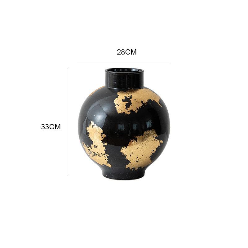 Golden Foil Decor Porcelain Vase Flower Arrangement Gold-plated Ceramic Vase Table Decoration Plant Pots Room Aesthetic Decor
