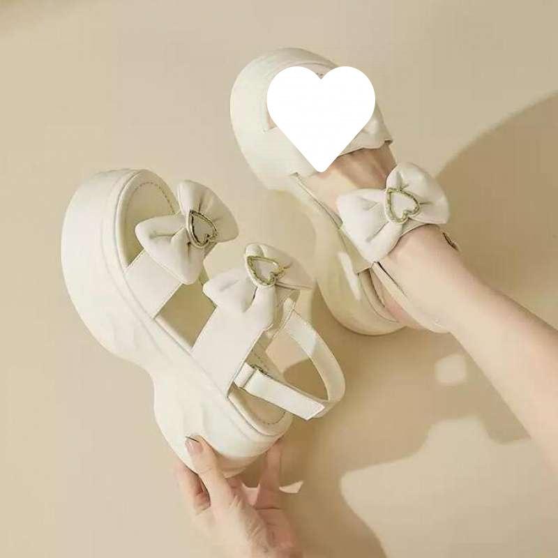 Wedge Heel Sandals Women's Summer Bow 2025 New Versatile Small Muffin Platform High-heeled Roman Shoes