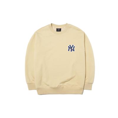 MLB Felpe New York Yankees Unisex Beige Giallo Girocollo Moderato Regolare 3AMTB0214-50BGS