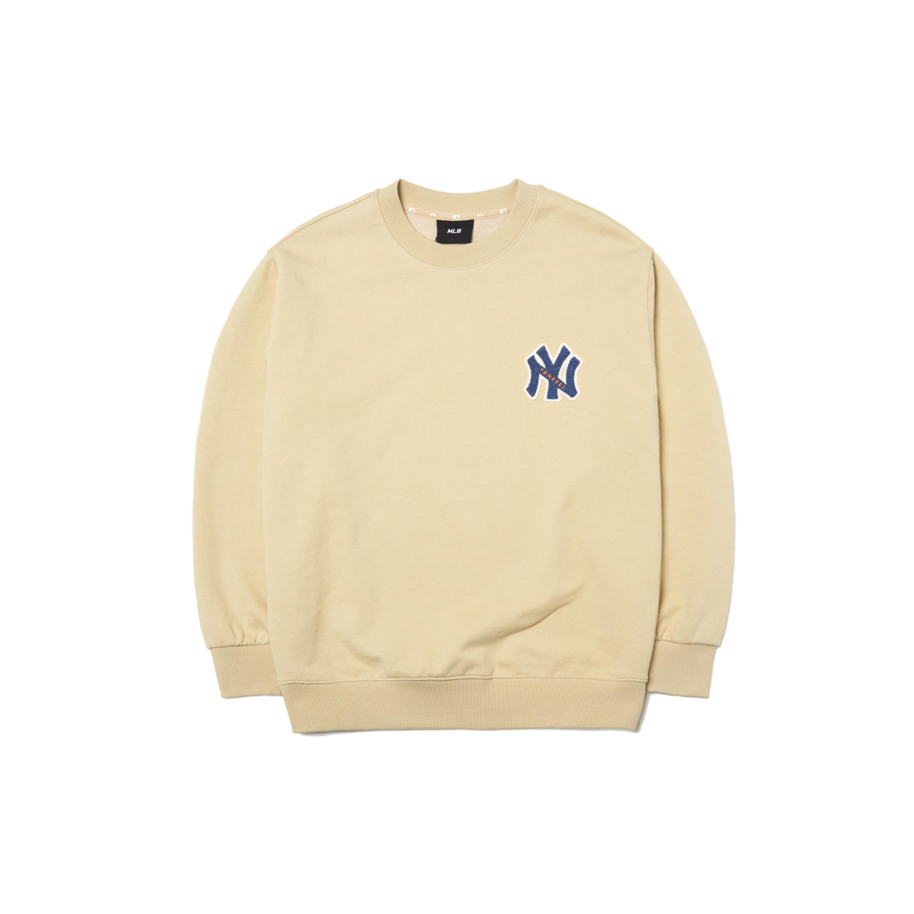 MLB New York Yankees Sweatshirts Unisex Beige Yellow Crew Neck Moderate Regular 3AMTB0214-50BGS M