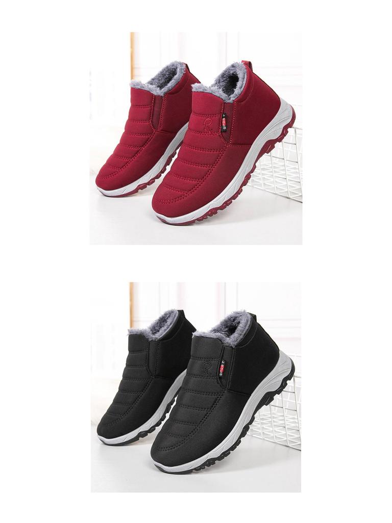 Men's Winter Cotton Snow Boots: Velvet-Lined, Thickened, Short Style for Couples & Elderly, Available in Plus Sizes