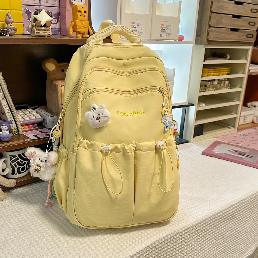 Schoolbag Fashion Pleated Drawstring Backpack New Outdoor Leisure Travel Backpack Large Capacity Fresh and Sweet Student School Bag