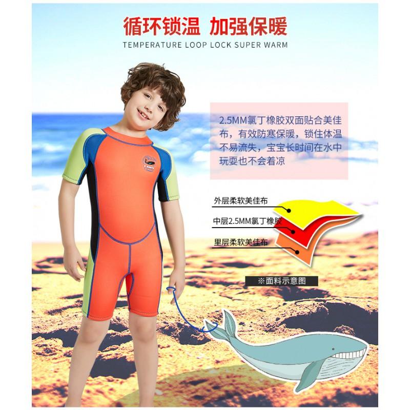 2.5MM Diving Suit Children Boys Sunscreen Jellyfish Swimsuit One-piece Thick Warm Snorkeling Surfing