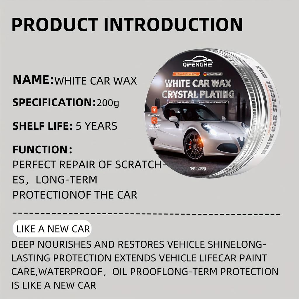 200g Make Your Car Shine Like New with White Car Wax Crystal Plating Paint Polish