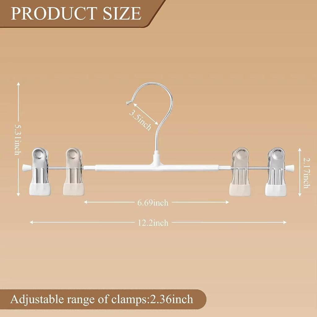 Pants Hangers with Clips 10Pack Adjustable SkirtHangers for Women Non-Slip Trousers Hanger for Jeans Clothes Hangers for Pants