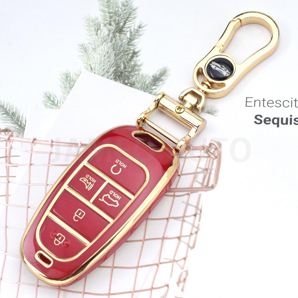 5 Buttons TPU Car Key Case For Hyundai Sonata Palisade Tucson Staria Loniq Santa Fe Nexo Key Cover Holder Protector Key Chains
