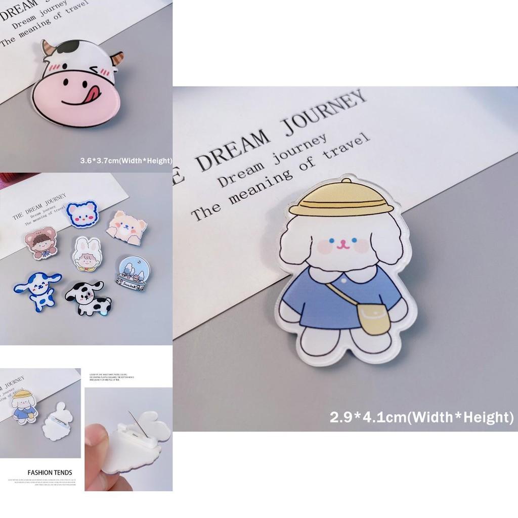 Broches Adoráveis de Cachorro, Coelho e Vaca Desenho Animado Para Decoração de Mochila e Bolsa