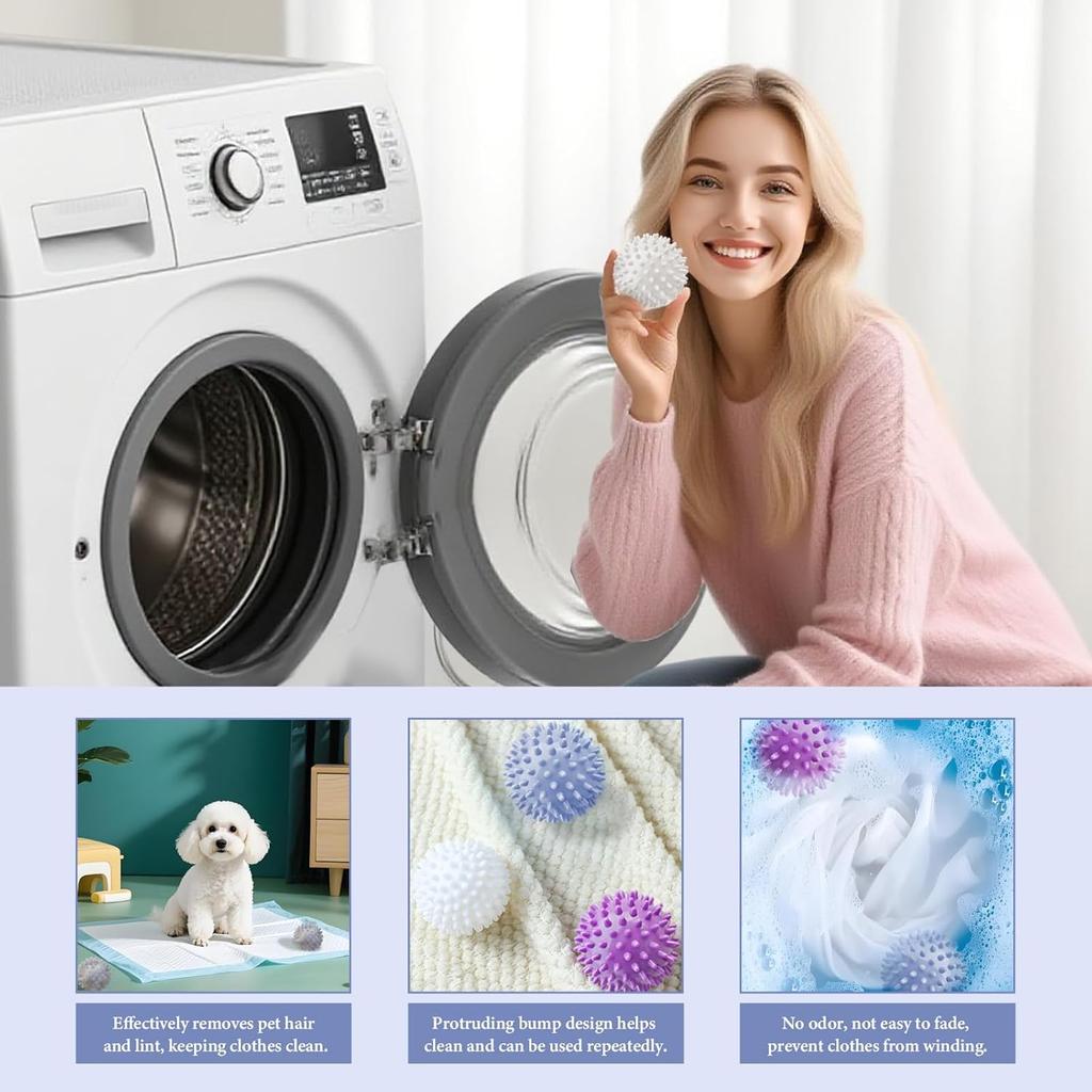 4 Stück/16 Stück Bunte Wäschebälle für Waschmaschine, Wiederverwendbare Waschmaschinen-Wäschetrocknerbälle zur Reduzierung von Kleiderfalten, Bessere Reinigung