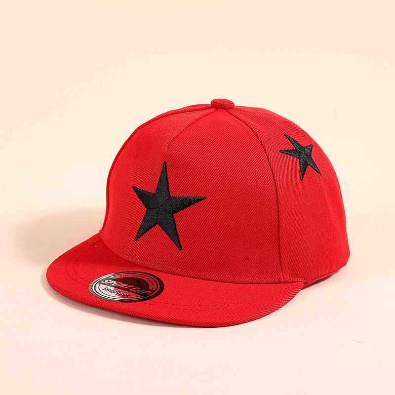 

1pc children s five-pointed star embroidered baseball cap fashionable street hip-hop hat flat brim hat casual sun visor cap красный