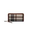 Daks Brown Tartan Check Leather Mixed Zip Long Wallet Dcwa6f210w2