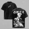 Ishigami Senkuu Dr.STONE Anime Tričko Vintage Y2k Vyprané Oversized Tričko Letní Krátký Rukáv Ležérní Čistá Bavlna Trička Top