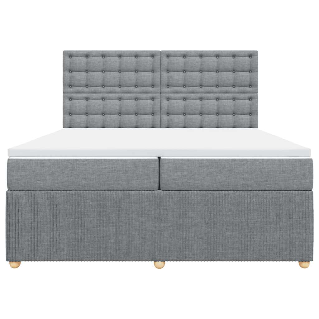 Box Spring Bed with Mattress Light Grey 200 x 200 cm Fabric