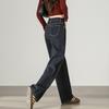Tangshi 2025 Autumn Winter Women's Loose Split Line Straight Leg Denim Pants