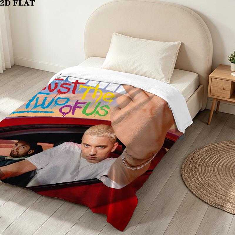 1PC Eminem Patterned Flannel Blanket Suitable For All Seasons For Home Decor Warmth And Comfort Gifts Holiday Present