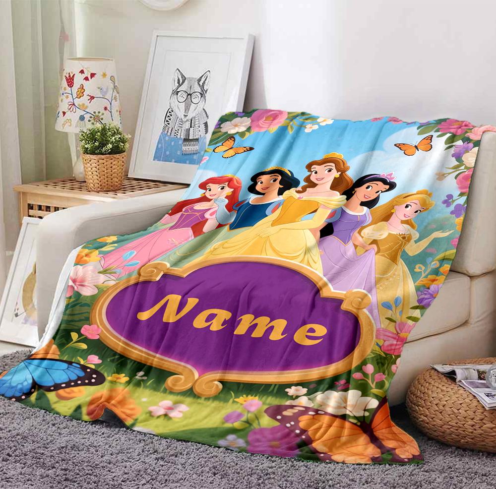 Custom Name Butterfly Garden Flannel Blanket Throw Blanket Soft Warm Sofa Bed Home Decor Unique Gift