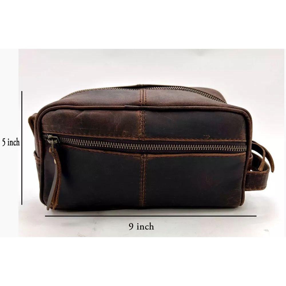 Kulturbeutel aus echtem Büffelleder, Reise-Dopp-Set, Rasieretui für Männer und Frauen
