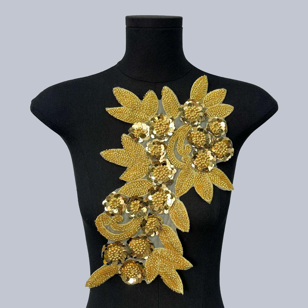 Mesh Sequin Nail Diamond Bead Embroidery Sewing Single Flower Collar Diy Decoration With Clothing Accessories Collar