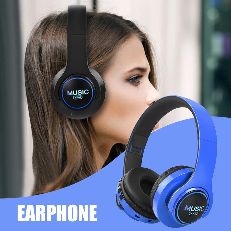 Over Ear Wireless Bluetooth Compatible Headphones with Colorful Light Active Noise Cancelling Deep Bass Ear Cups
