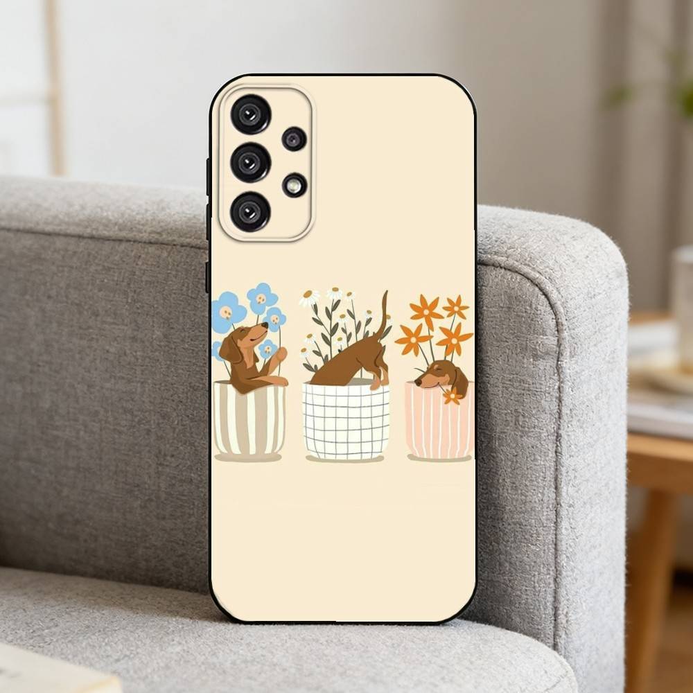 C-Cute Dachshund   Phone Case For Samsung S25,S24,S21,S22,S23,S30,Ultra,S20,Plus,Fe,Note,10,9,5G Black Cover