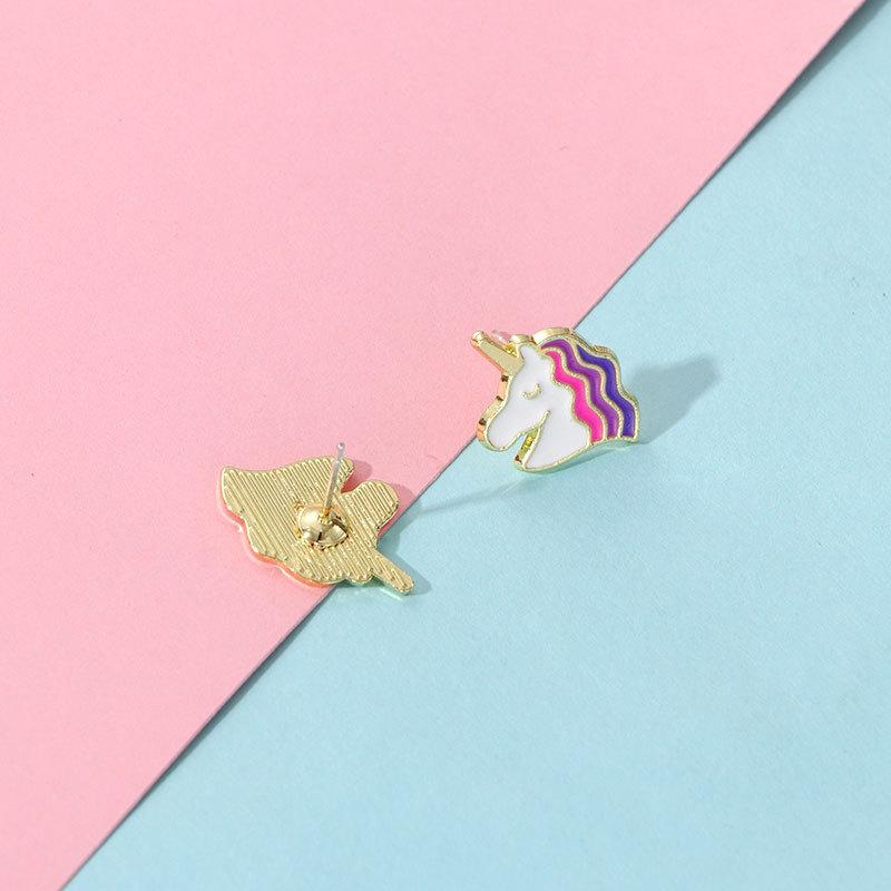 Hypoallergenic Clip On Earrings, Cute Cartoon Unicorn Rainbow Pony Pattern, Minimalist Versatile Dangle Earrings Jewelry for Young Girls