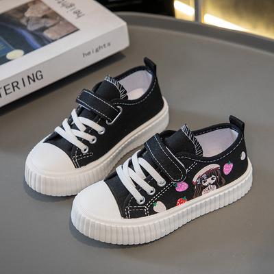 Chaussures en toile pour filles 2025 printemps et automne nouvelles chaussures en tissu à semelle souple pour petite fille chaussures décontractées pour enfants moyens et plus âgés petites chaussures blanches