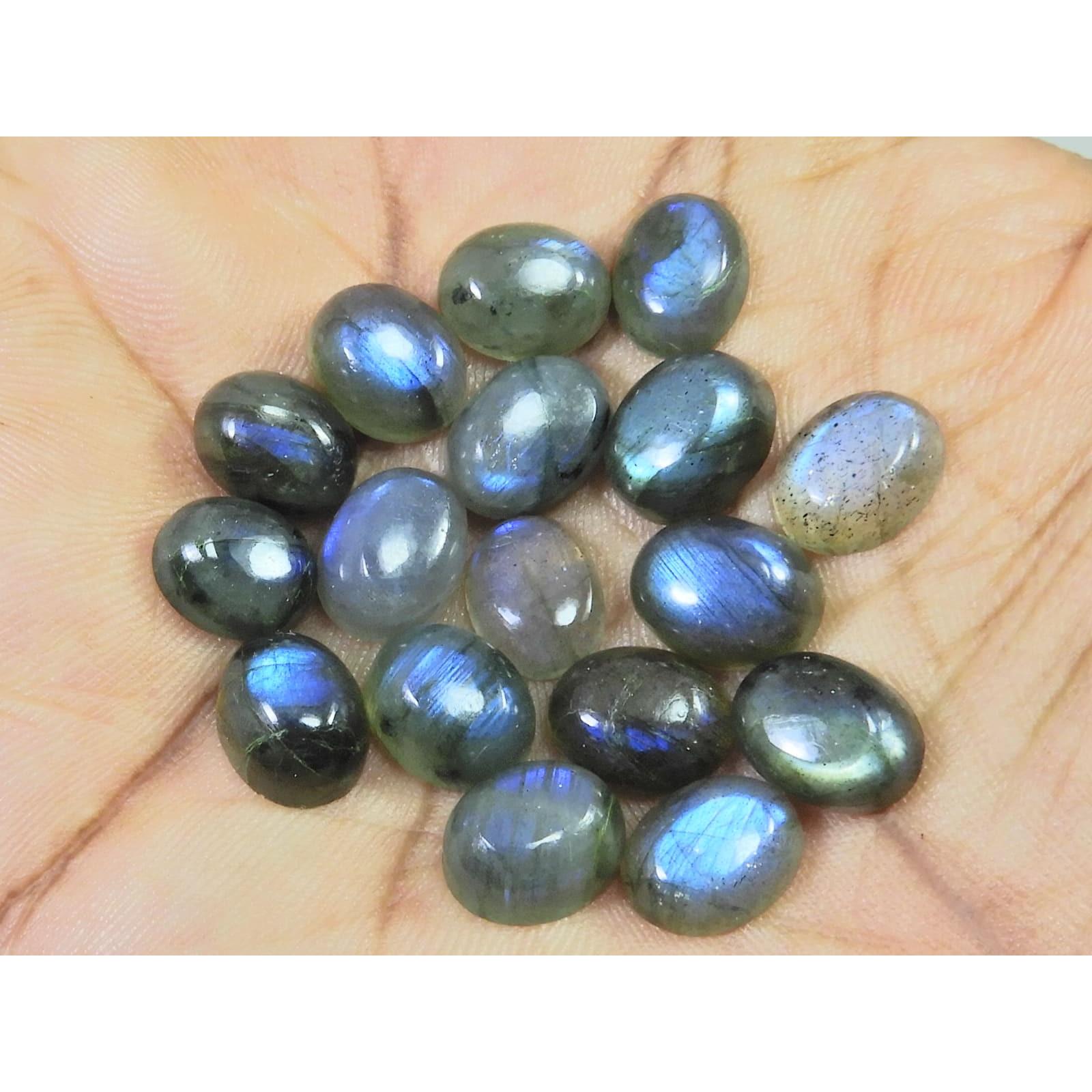 8X10MM Natural Labradorite Blue Fire Oval Cabochon Loose Gemstone 17Pcs Lot C-1062