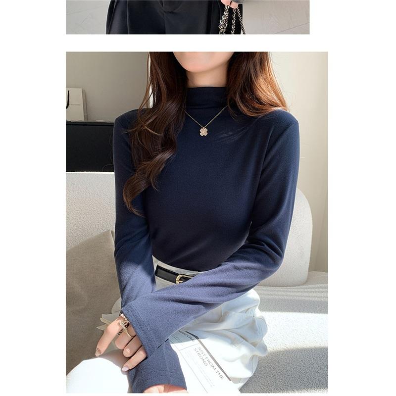 Ladies' Autumn And Winter Warm Inner Half High Neck Base Shirt