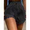 Pantaloncini Estivi Casual da Donna con Bordi in Pizzo, Moda Elastici Larghi da Spiaggia, Traspiranti Leggeri per Uso Quotidiano da Donna