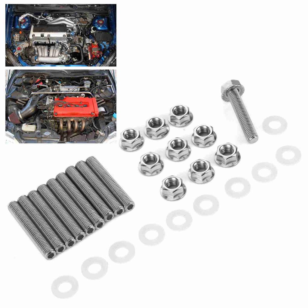 Exhaust Manifold Head Stud Bolt Kit Stainless Steel Fit for Honda Acura C B D H F Series Engine