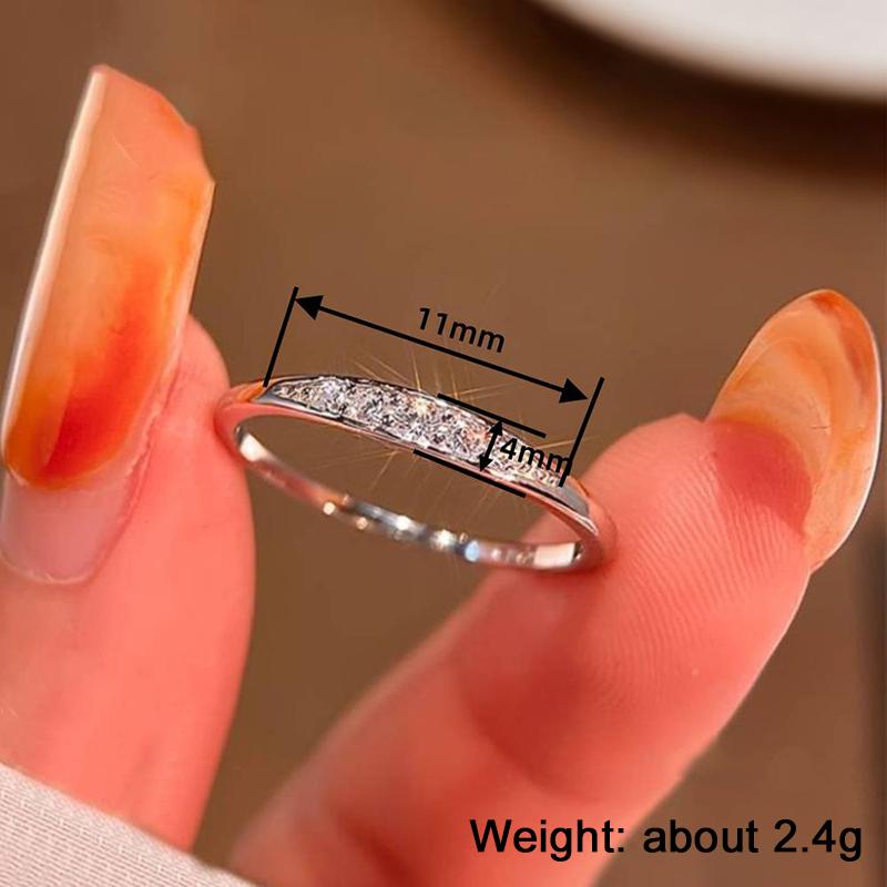 Huitan Delicate Thin Ring for Women Versatile Party Accessories Daily Low-key Fashion Lady Jewelry Inlaid Shiny CZ for Wedding