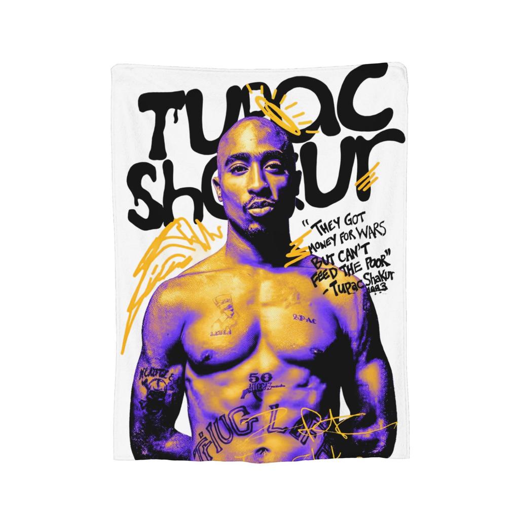 Rapper Tupac  Blanket Flannel 2pac Hip Hop Super Warm Throw Blanket for Outdoor Travel Bedroom Quilt