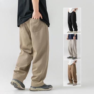 Ανδρικό Παντελόνι Βαμβακερό Vintage Ιαπωνικού Στυλ Καθημερινό Ελαφρώς Φαρδύ Μακρύ Παντελόνι Φθινοπωρινό Ανοιξιάτικο Μονόχρωμο