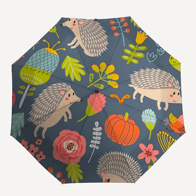 

1pc Hedgehogs FlowersAutomatic Open/close Umbrella, 8-Rib sturdy structure, Portable Travel Umbrella, Parties, Everyday Usec51