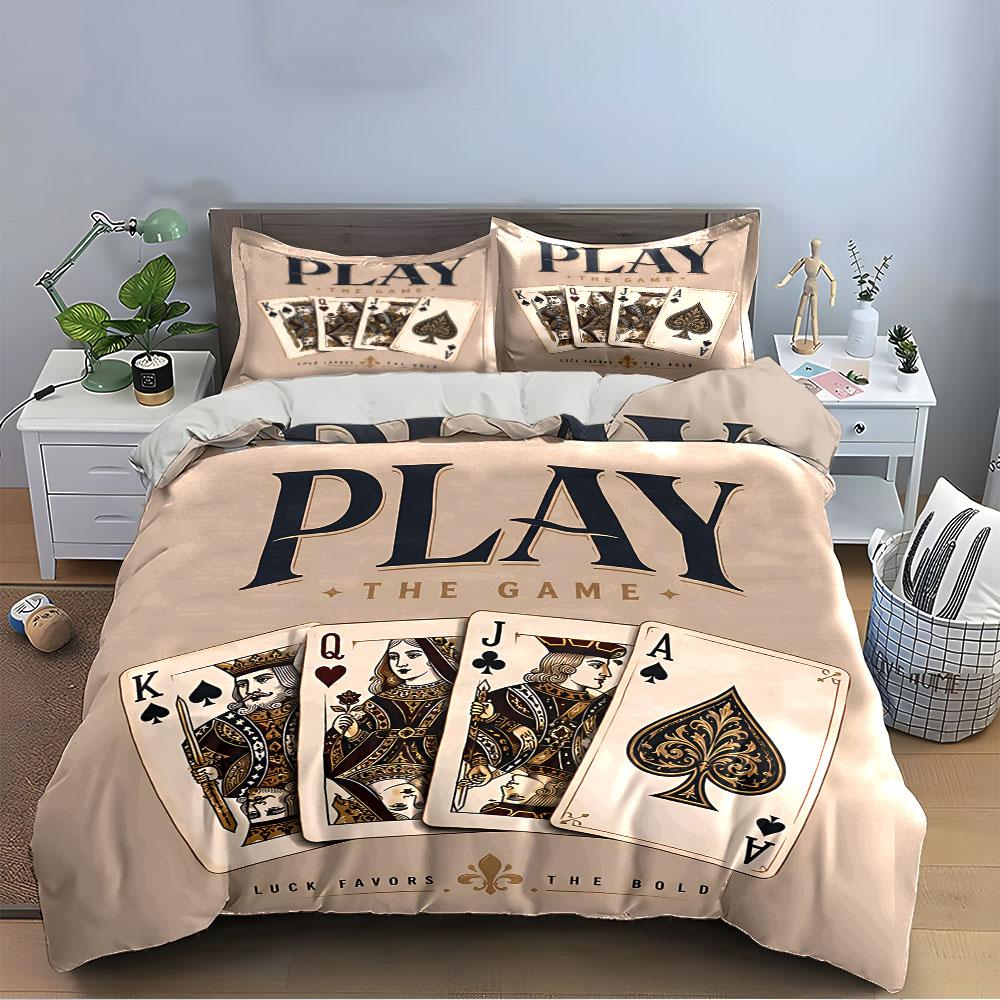 Playing Cards Vintage Design Bedding Duvet Cover Set Duvet Cover Pillowcases  (1*Duvet Cover 2*Pillowcases, without duvet insert)