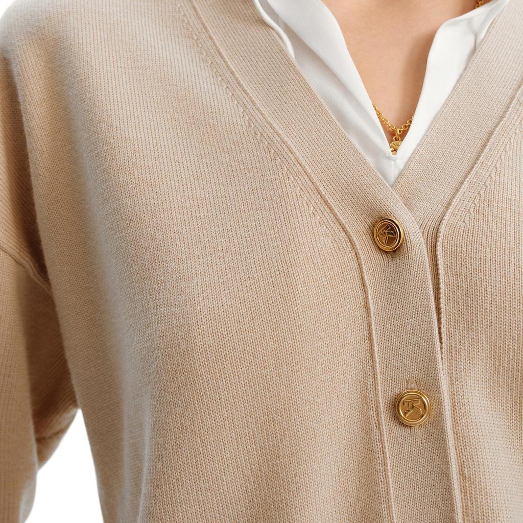 Karl Lagerfeld FW24 Casual Outing Gathering Luxury Sheep Wool KL Embroidered Cardigan Sweater Women Sweater 246L2037771