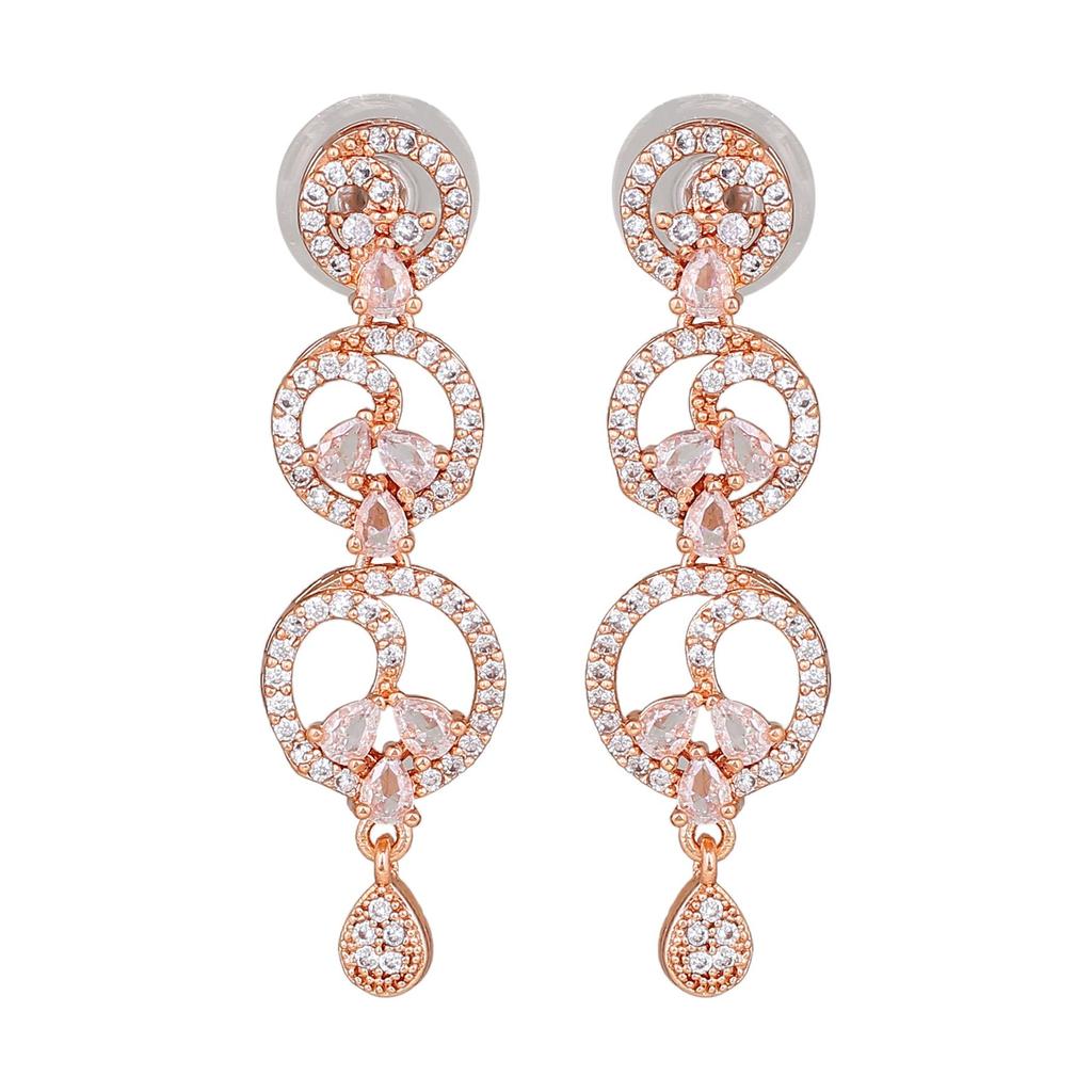 Bezaubernde Estele Damen-Ohrringe in Roségold plattiert und Zirkonia