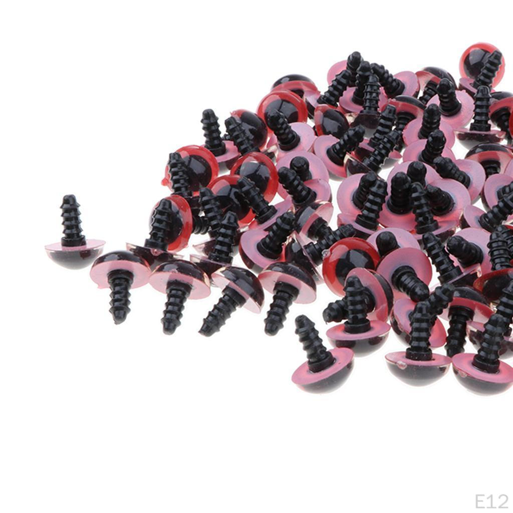100 Pieces 8-14mm Safety Eyes With Washers For Teddy Bear Animal Dolls Making