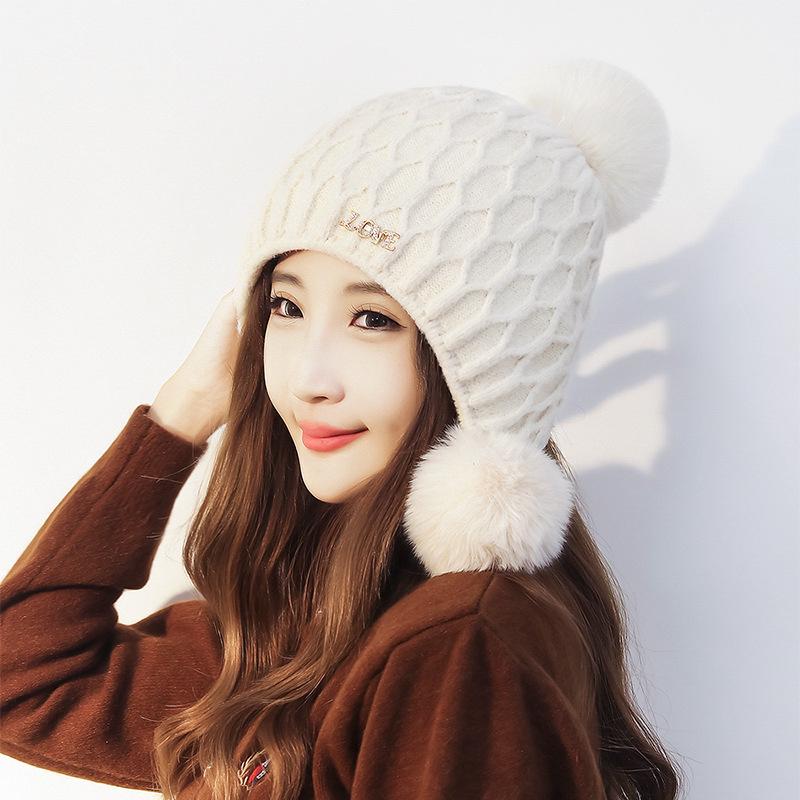 

Женская зимняя вязаная шапка с помпоном и флисовой подкладкой для защиты ушей Adjustable