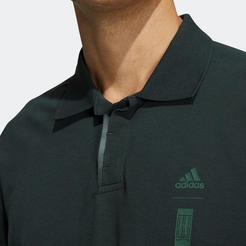Adidas Pure Color Sports Fitness Short Sleeve Polo Shirt Men Tops Dark-Green HM2953