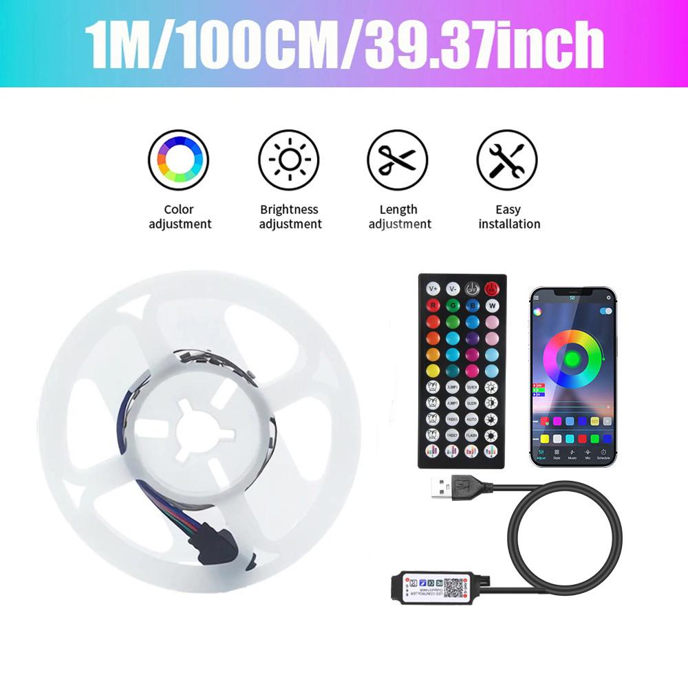 

Светодиодная лента USB Управление через приложение Пульт управления 44 кнопки 3535 RGB Синхронизация с музыкой Изменение цвета Гибкая лента для украшения комнаты NO waterproof