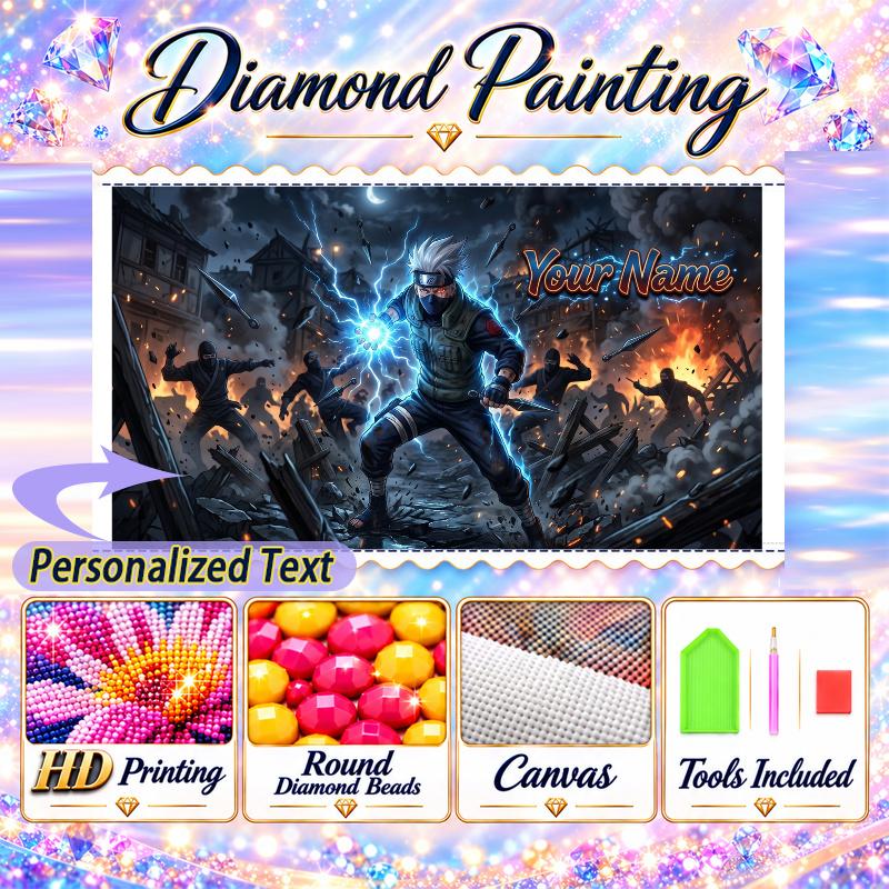 Personalized Kakashi Hatake Diamond Art Custom Name 5D Diamond Painting Full Drill DIY Craft