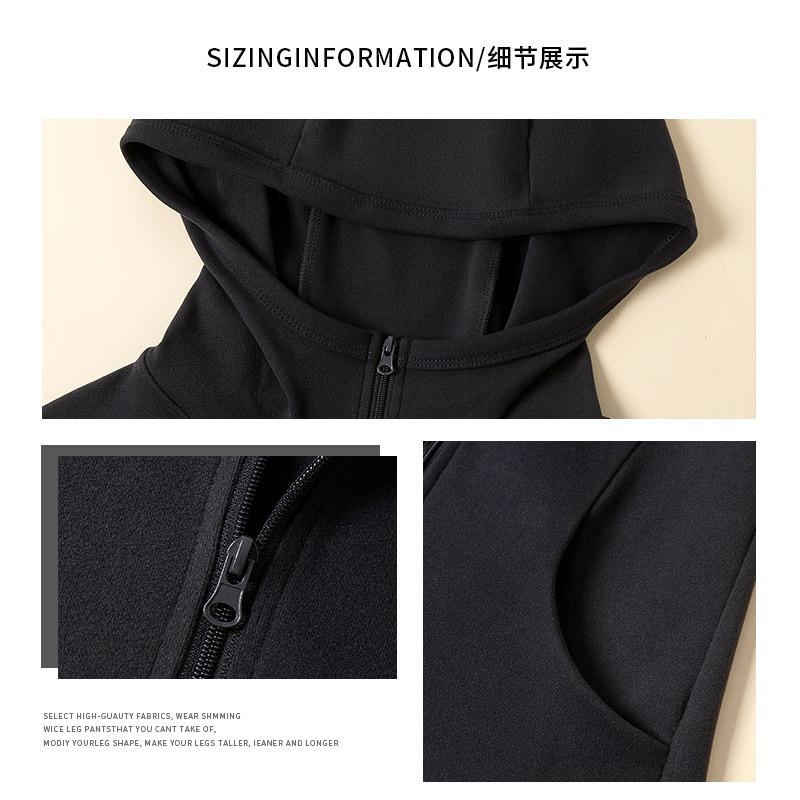 Hooded Sweater Jacket Women's Spring and Autumn New Slim-fit Waist Yoga Sports Short Top Zipper Cardigan