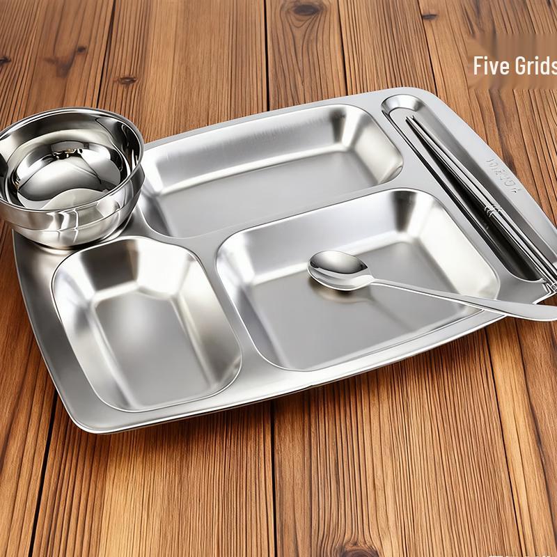 Zhongjingtang 304 Stainless Steel 5-Compartment Dinnerware Set