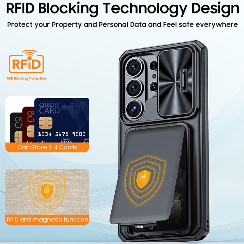 Per Custodia S26 Ultra Portafoglio Porta Carte Rfid Copri Fotocamera Protezione Integrale Robusta Antiurto Silicone Custodia Protettiva per Telefono 2026 Nuovo